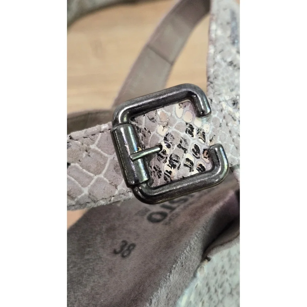Mephisto Beauty Wedge‎ Sandals Womens 38/8 Grey Snakeskin nubuck Leather comfort